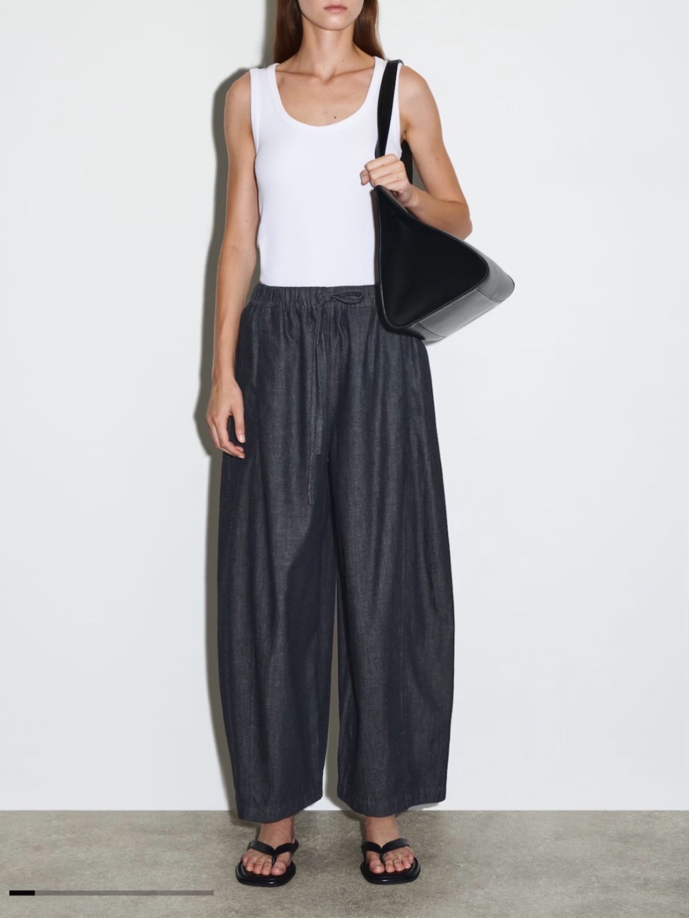 NWT COS Extra Wide-Leg  Drawstring Trousers - Dark Blue